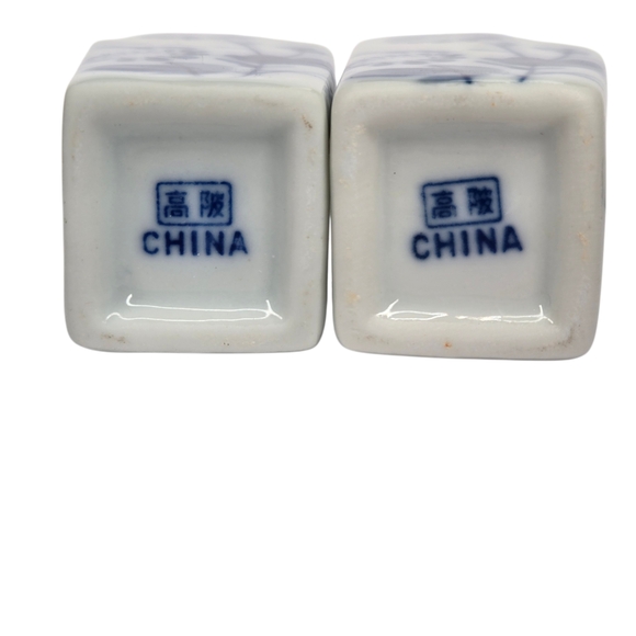 Miniature Chinese Porcelain Mini Bud Vases Blue And White Chinoiserie 2 3/4" - Picture 6 of 7